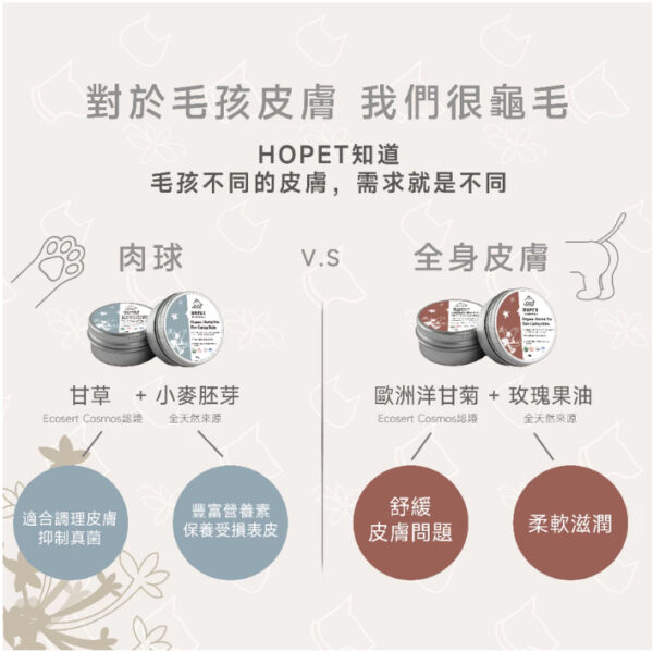 HOPET有機肉球護理膏(肉球/鼻子用) 肉球保養 肉墊保養 寵物美容 國際認証 安全可靠